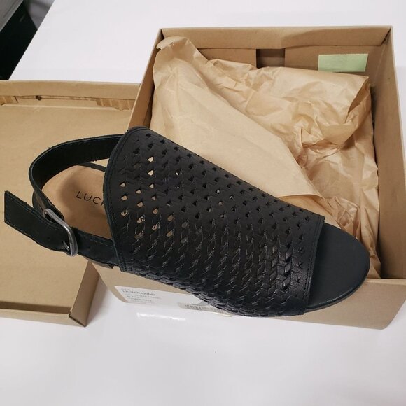 Lucky Brand Womens Verazino Woven Open Toe Slingback Sandals in Black - Size 5.5 - Picture 6 of 8